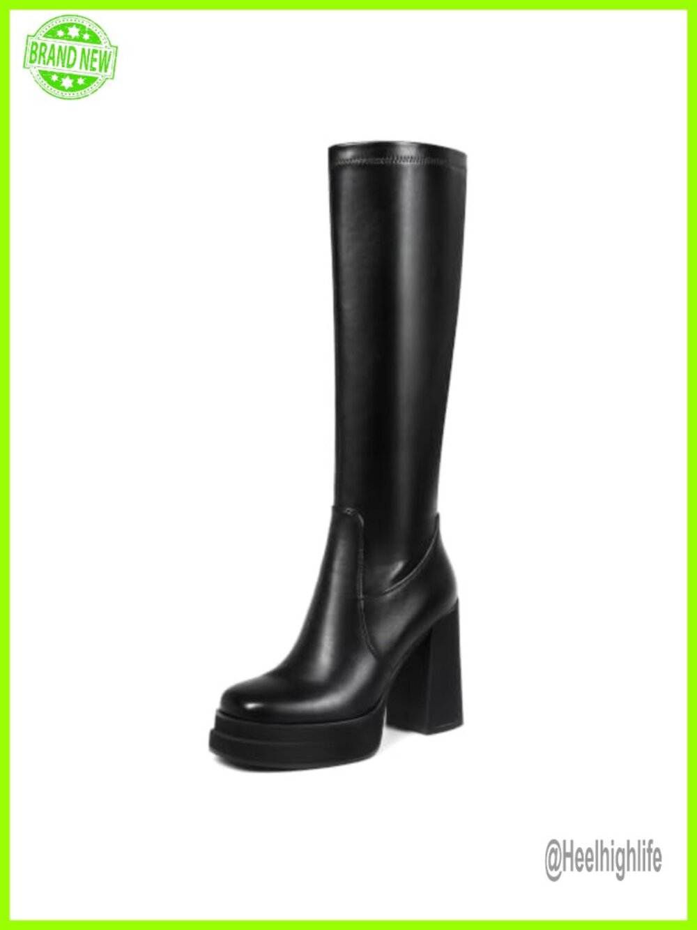 Women's Knee High Boots Chunky Heel Platform Faux Leather Tall Boots